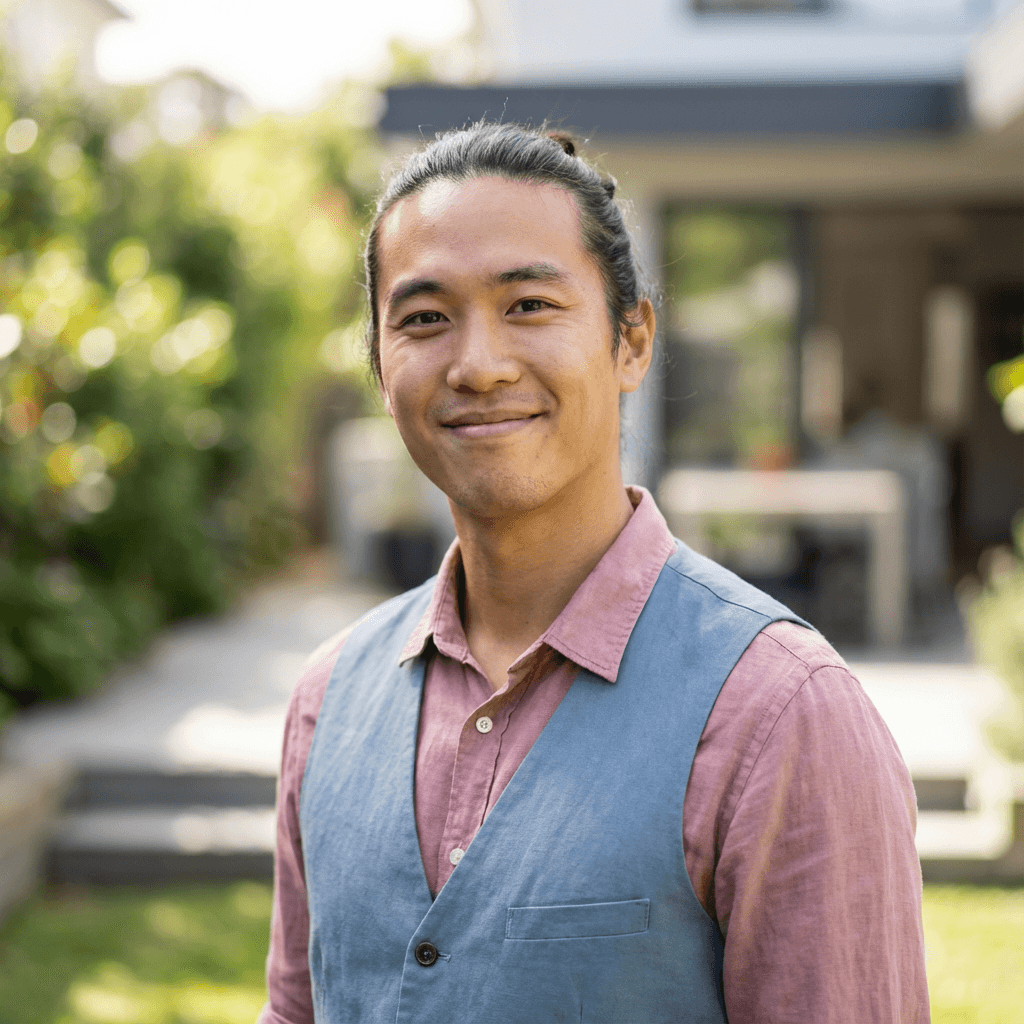 David Kim with his dog