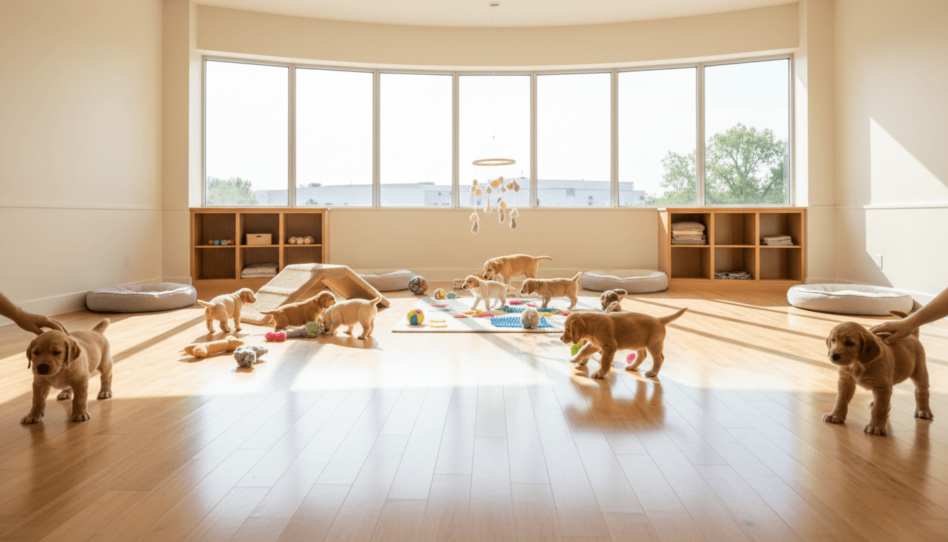 Puppy playing in a safe indoor environment