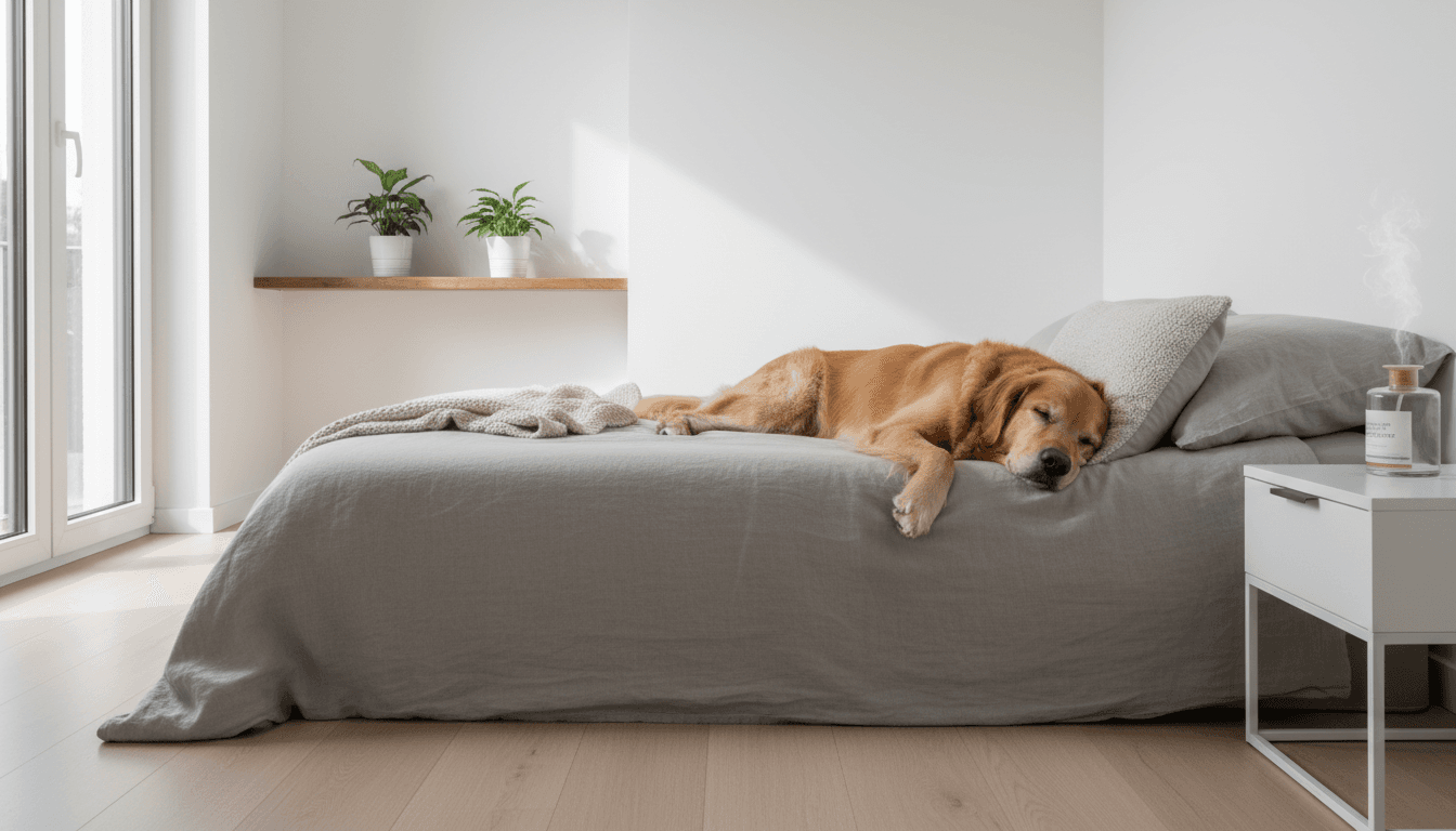 Dogs in comfortable home environment