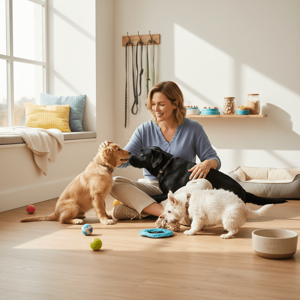 Professional caregiver providing safe pet care