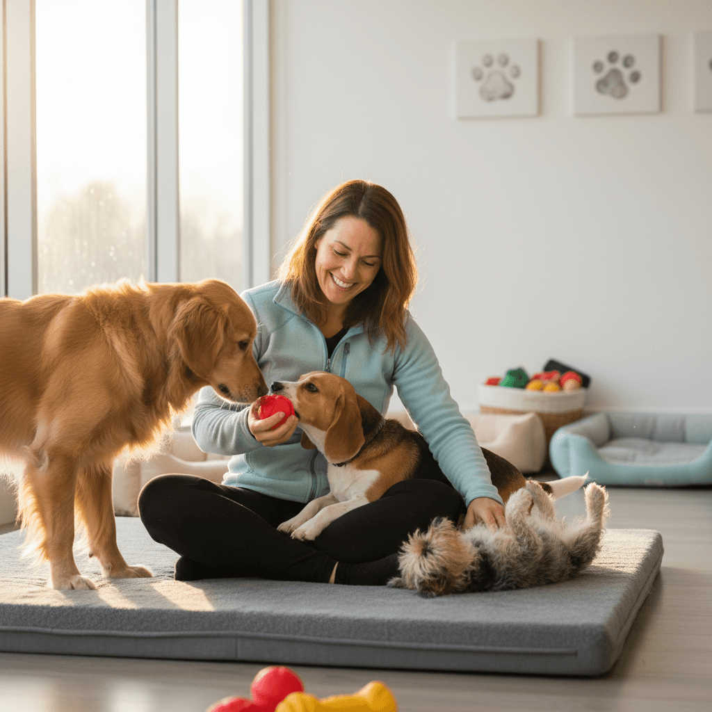 Puppies playing and learning together